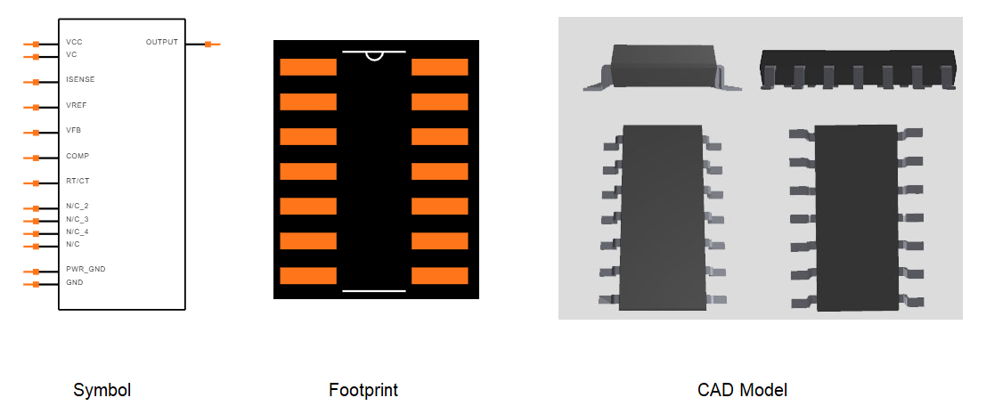 UC3844 Symbol, Footprint, and CAD Model