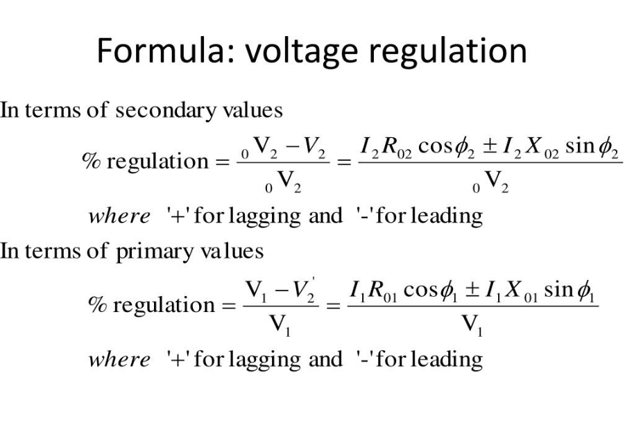 Voltage Regulation Formula